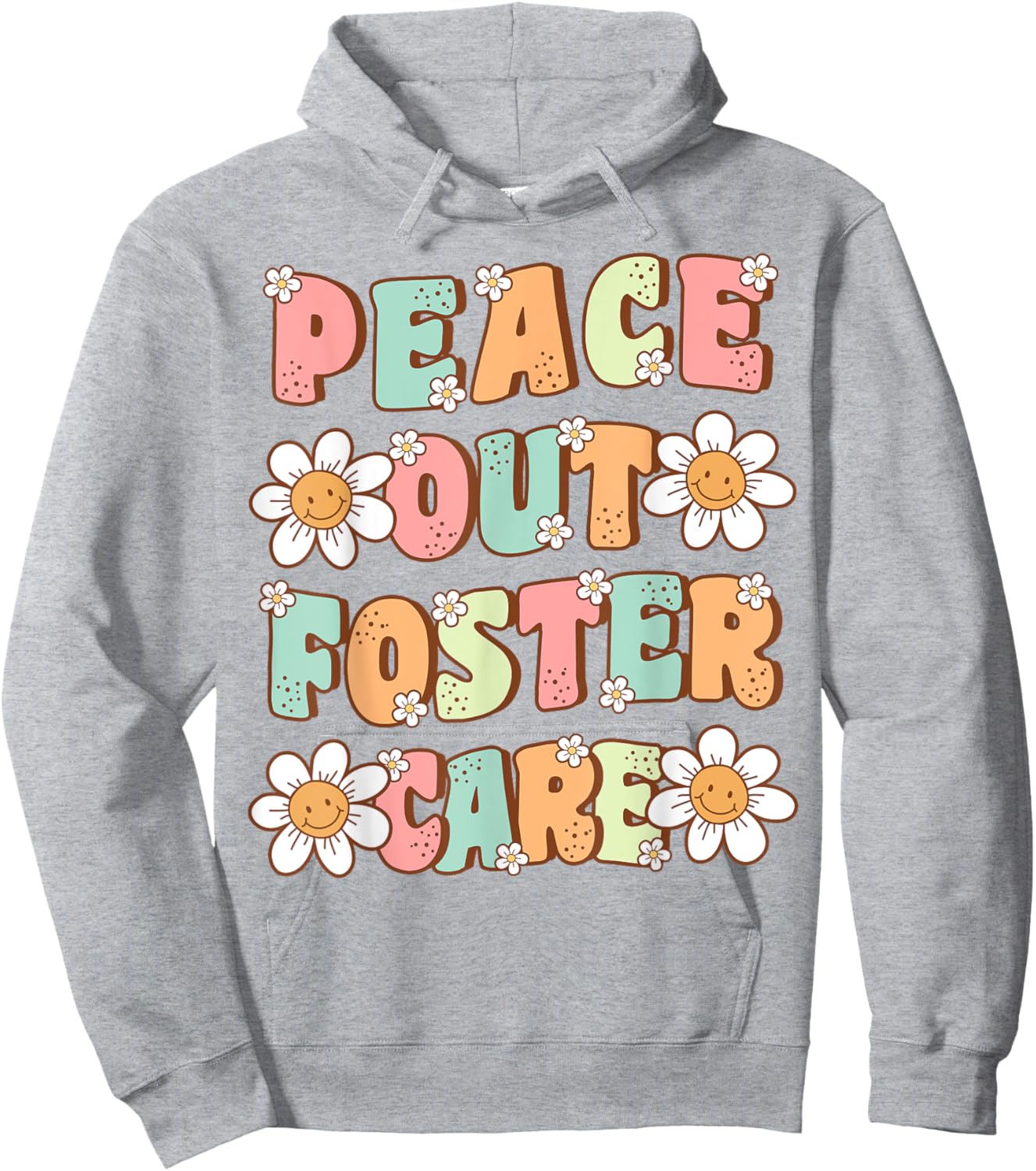 Peace Out Foster Care Adopted Kids Cute Groovy Adoption Day Hoodie - Hoodie | Ash