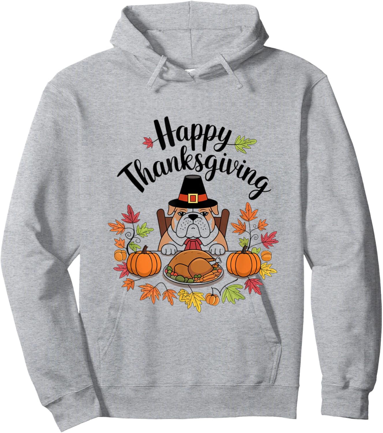 Lovers Cute Pug Turkey Dish Happy Funny Thanksgiving Gift Hoodie - Hoodie | Ash