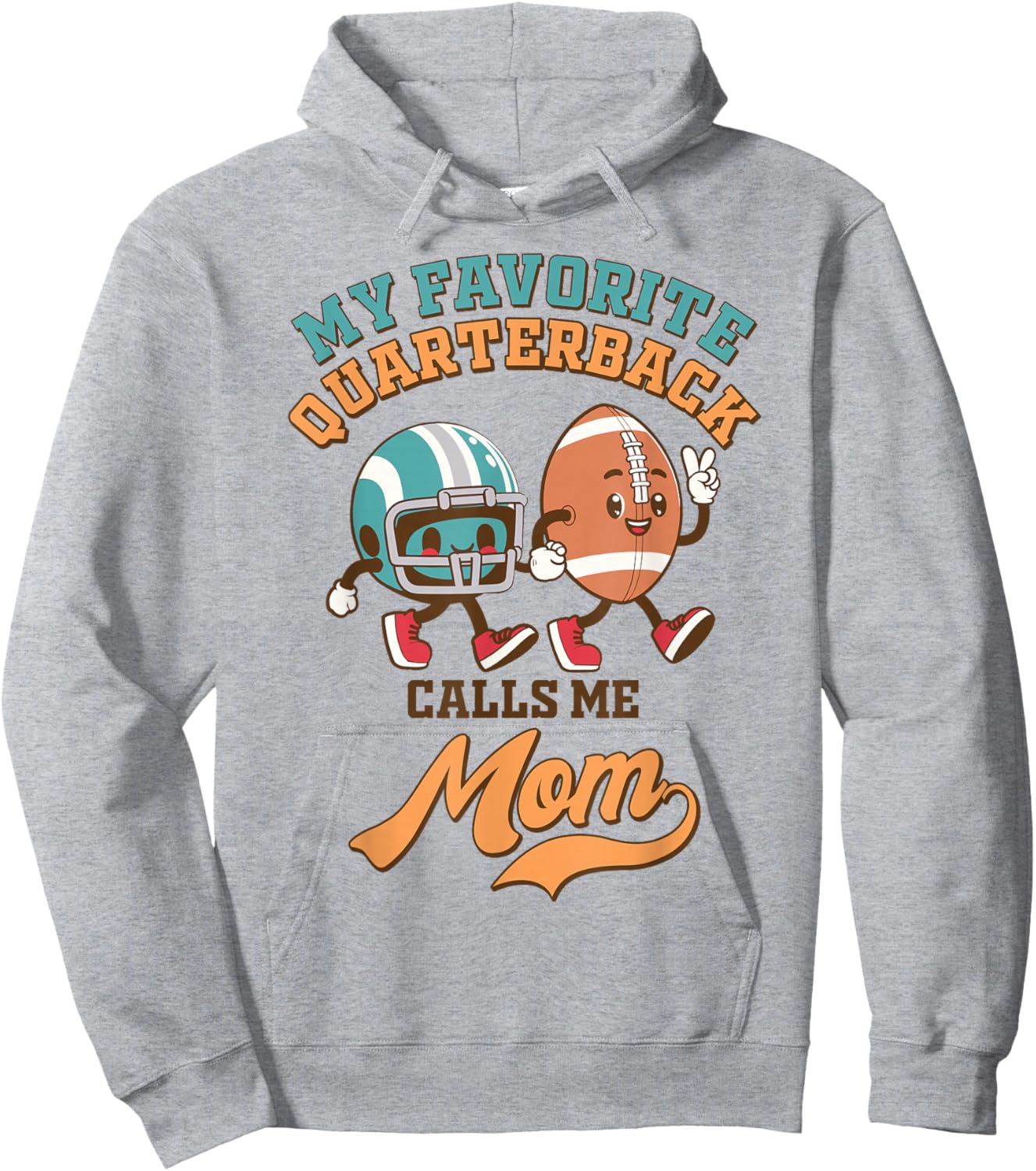 Football Mom Game Day My Favorite Quarterback Calls Me Mom Hoodie - Hoodie | Ash