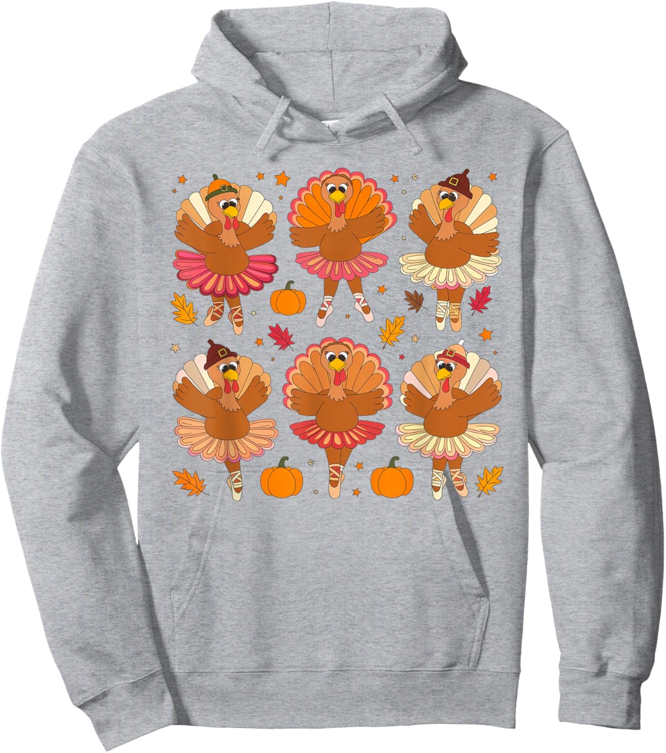 Autumn Ballerinas Dancing Cute Turkey Thanksgiving Girls Hoodie - Hoodie | Ash