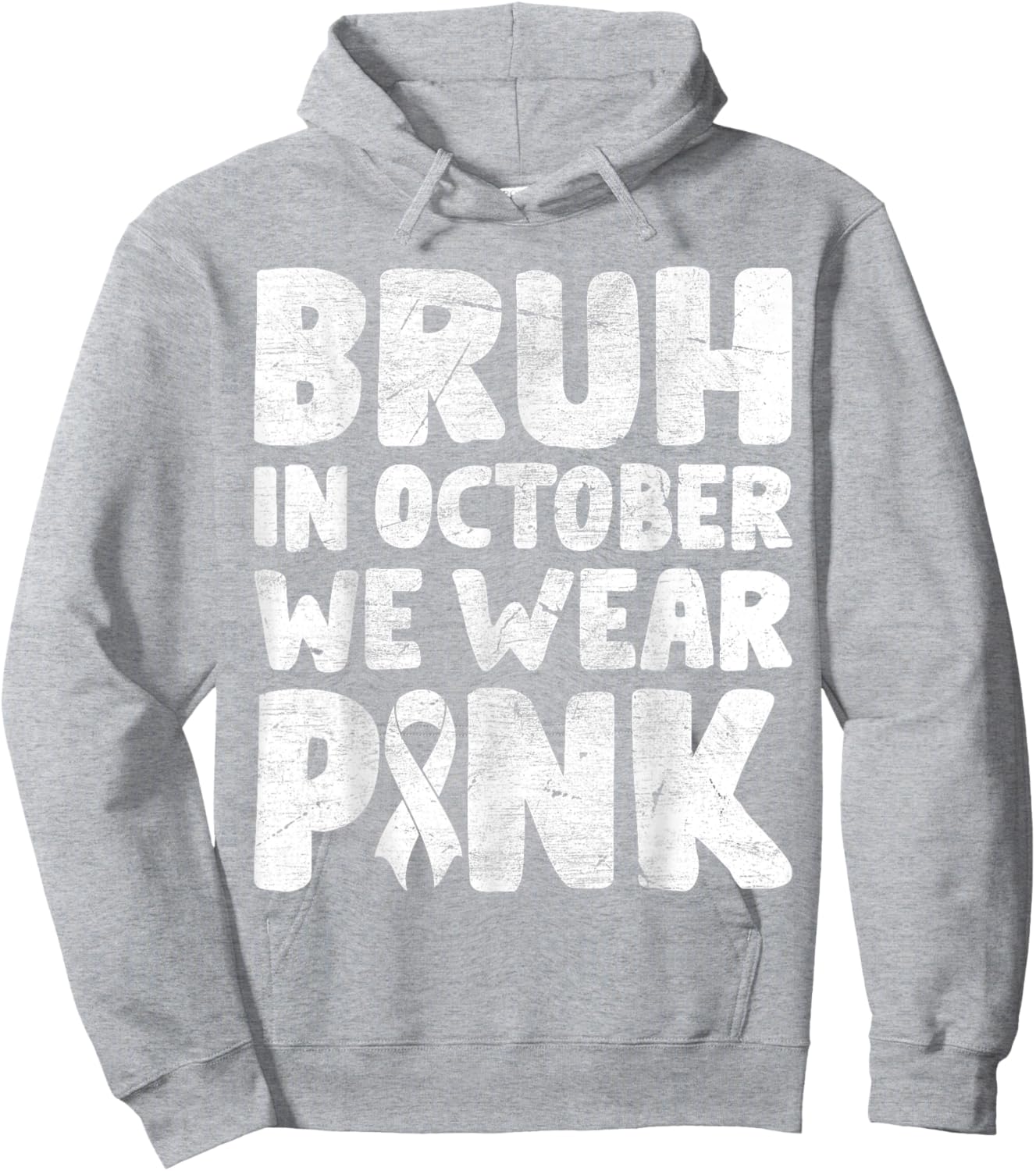 Breast Cancer Shirts for Kids Boys Bruh In October Wear Pink Hoodie - Hoodie | Ash