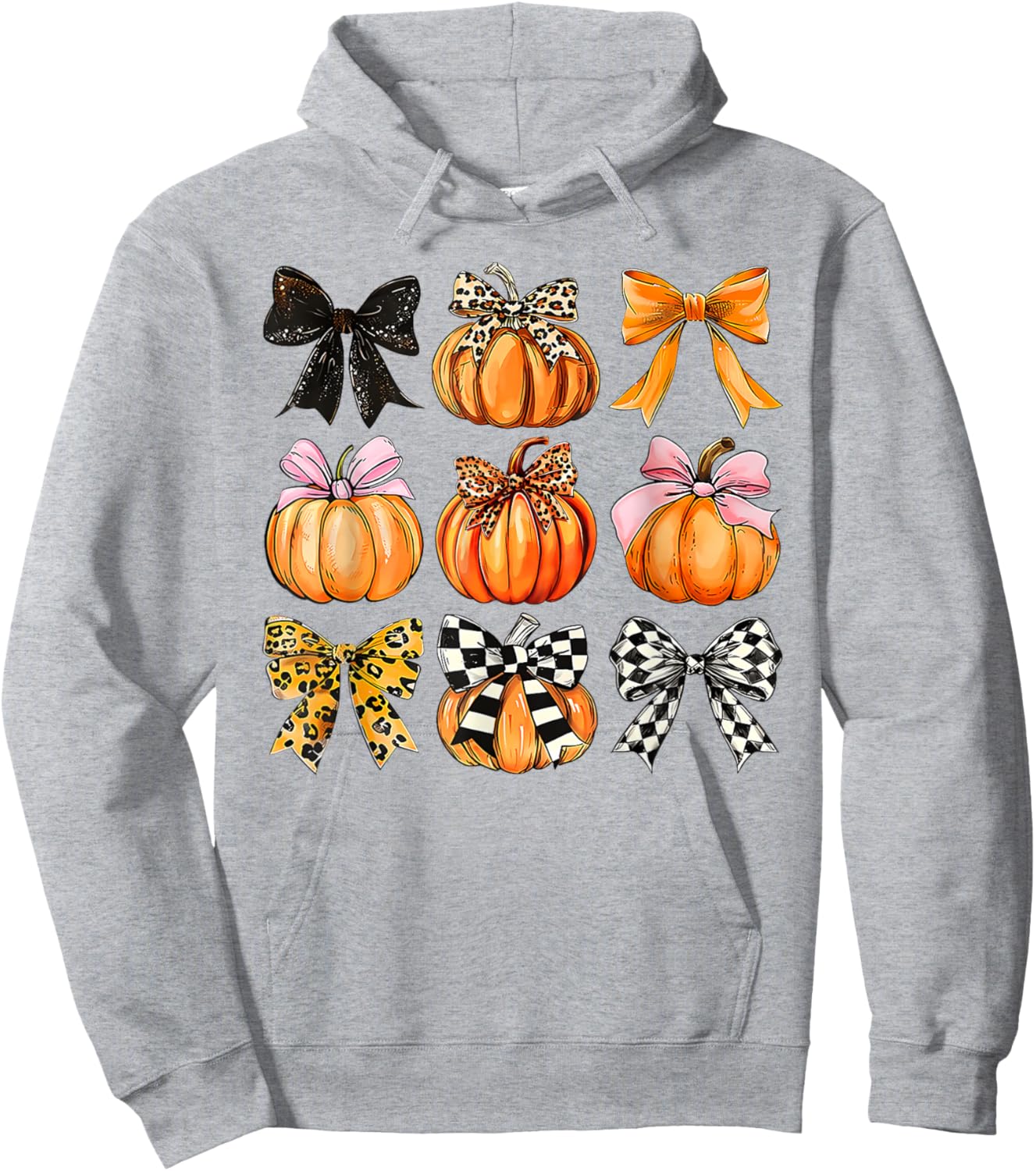 Coquette Bow Pumpkin Season Thanksgiving Autumn Fall Leaves Hoodie - Hoodie | Ash