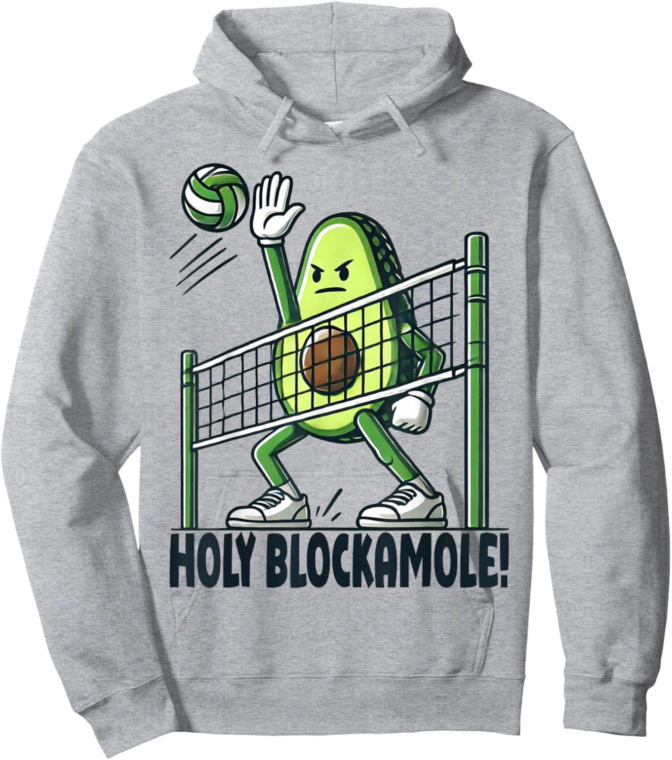 Holy Blockamole Volleyball Shirt Funny Avocado Lover Hoodie - Hoodie | Ash