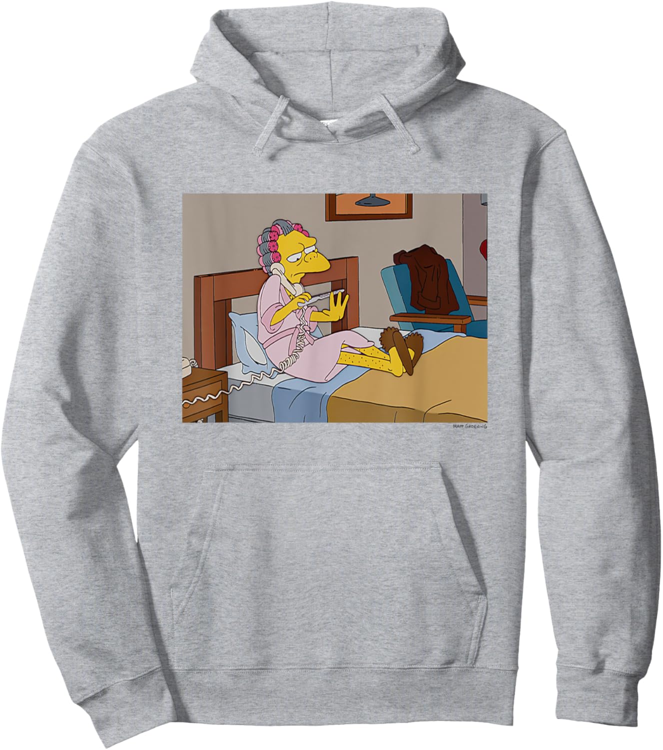 The Simpsons Moe Gossiping Phone Call Big Chest Poster Hoodie - Hoodie | Ash