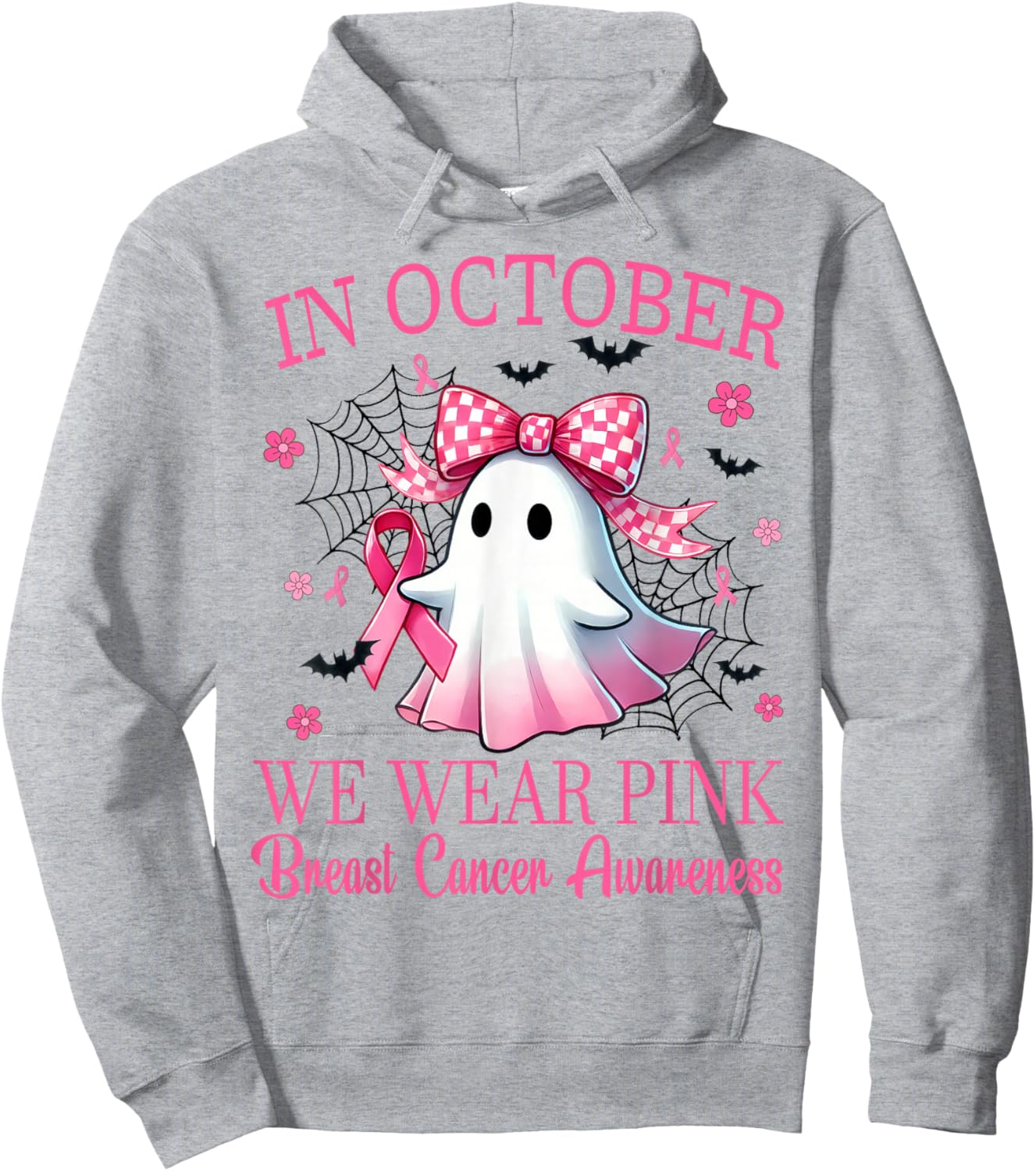 In October We Wear Pink Breast Cancer Awareness Hoodie - Hoodie | Ash