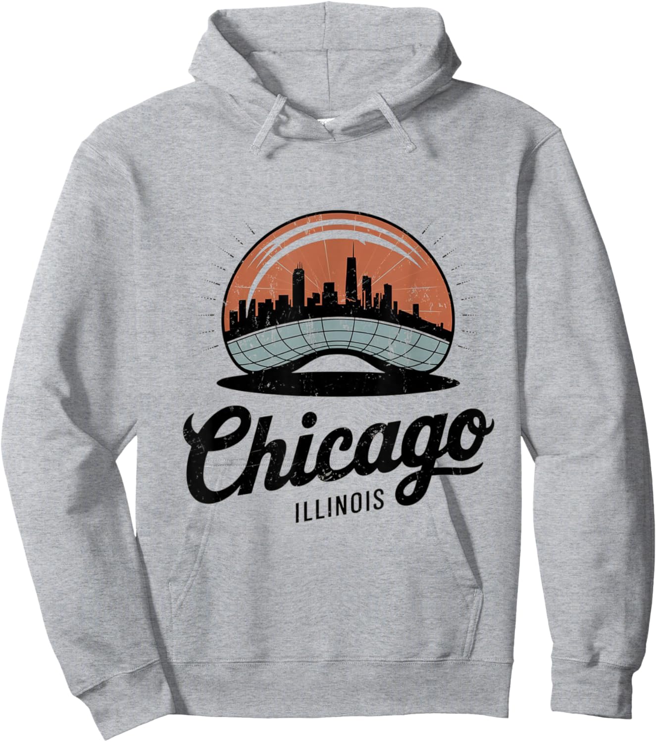 Retro 70s Chicago Illinois Downtow The Bean Hoodie - Hoodie | Ash