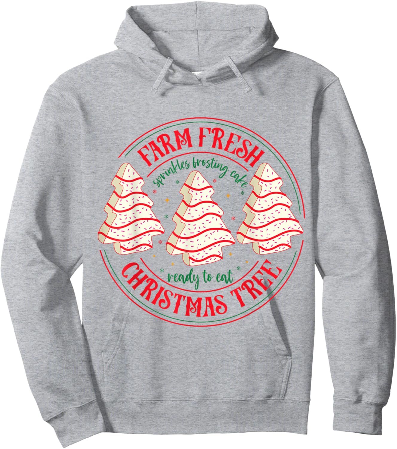 Farm Fresh Christmas Tree Funny Xmas Frosting Cake Debbie Hoodie - Hoodie | Ash