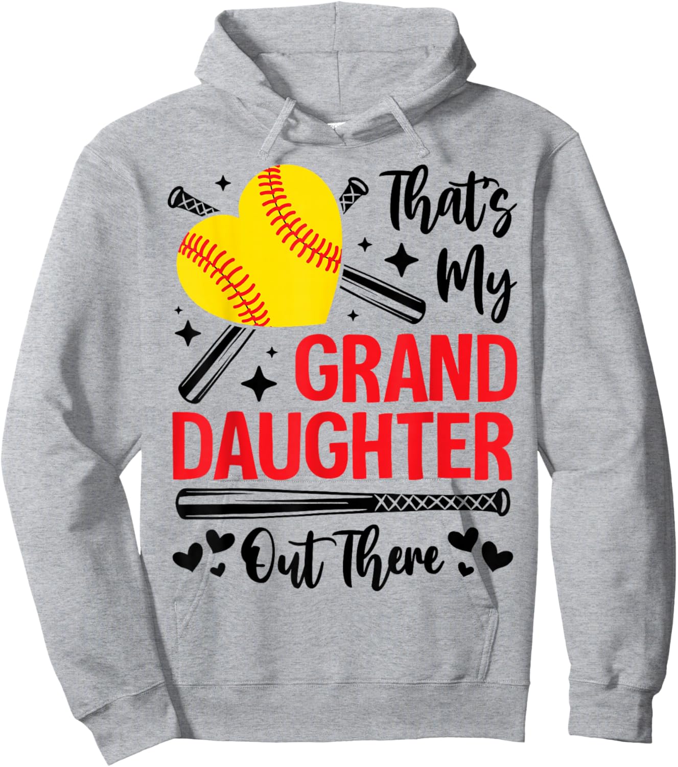 That's My Granddaughter Out There Softball Grandma Grandpa Hoodie - Hoodie | Ash