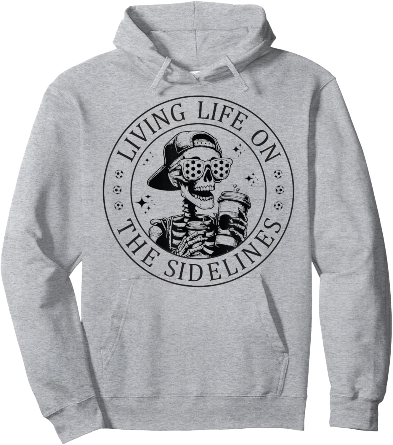 Skeleton Soccer Mom with Coffee Living Life On The Sidelines Hoodie - Hoodie | Ash