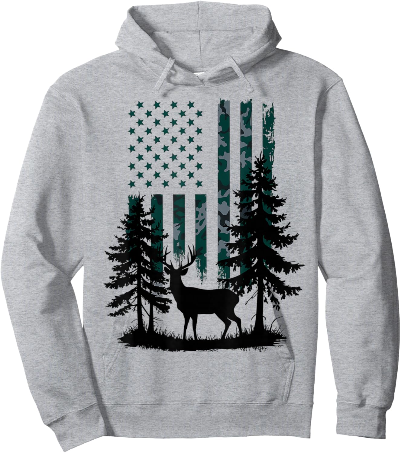 Boys Kids Orange Hunting Shirt Deer Hunter Toddler Camo Flag Hoodie - Hoodie | Ash
