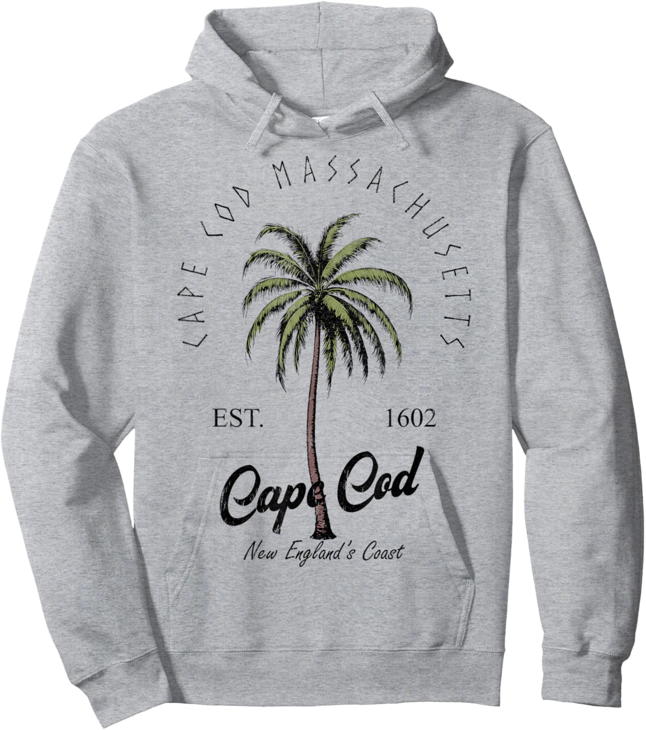 Cape Cod Massachusetts Tropical Tree Island Beach Vibes Hoodie - Hoodie | Ash