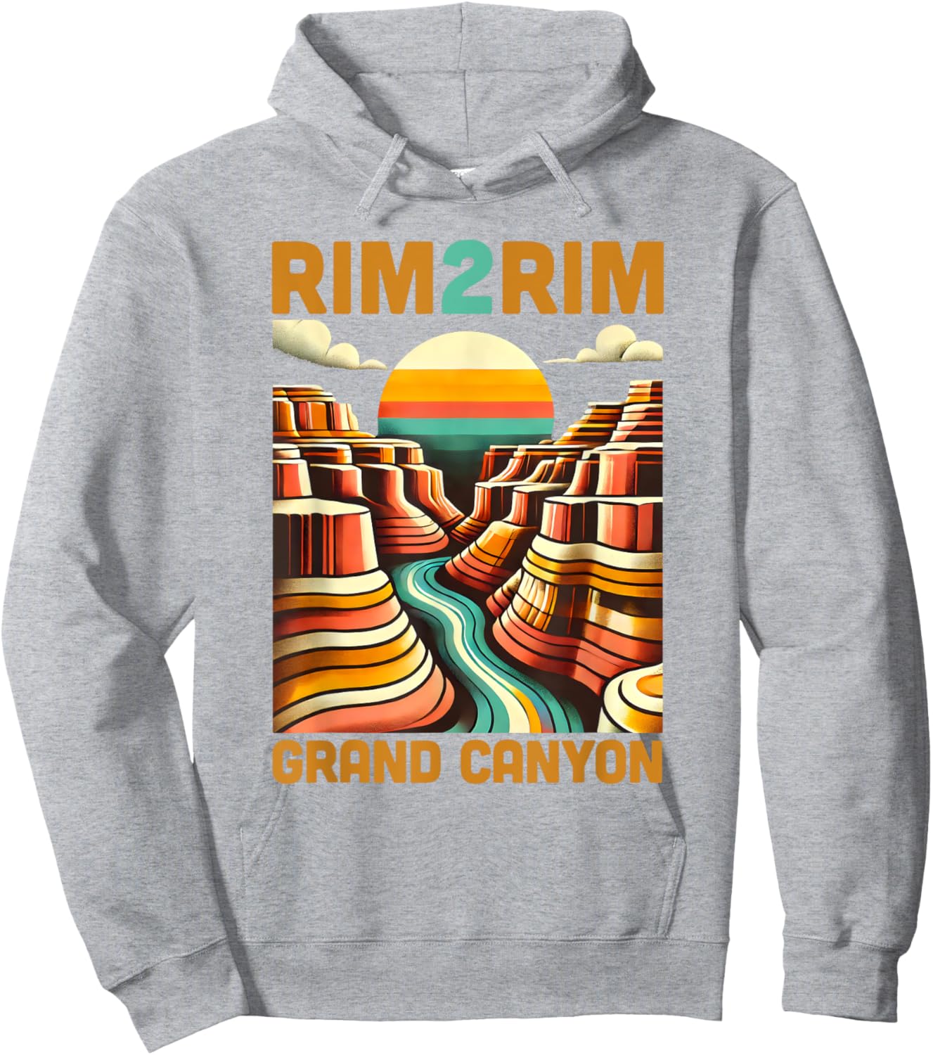 Vintage Rim 2 Rim Grand Canyon Trail Run, R2R2R Run Hiking Hoodie - Hoodie | Ash