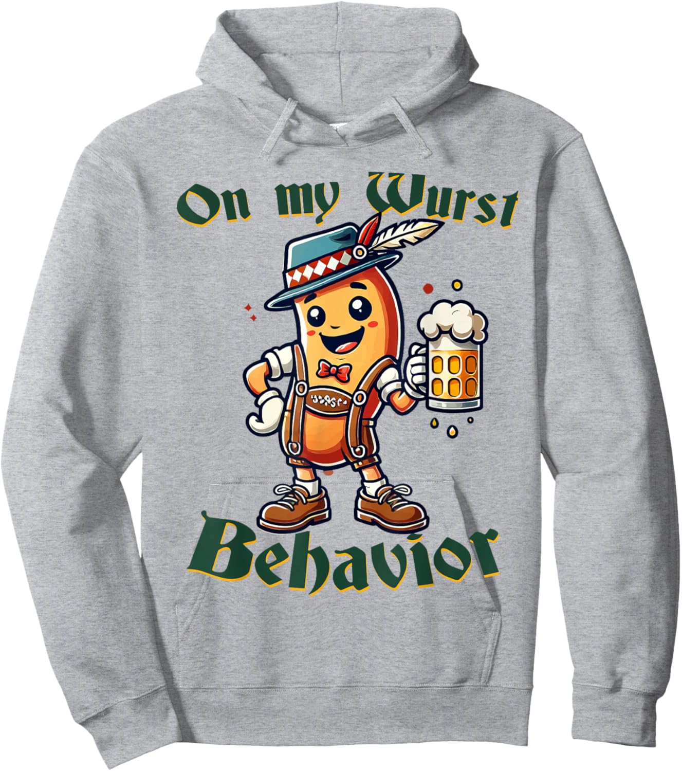 On My Wurst Behavior Funny Oktoberfest Costume Outfit German Hoodie - Hoodie | Ash
