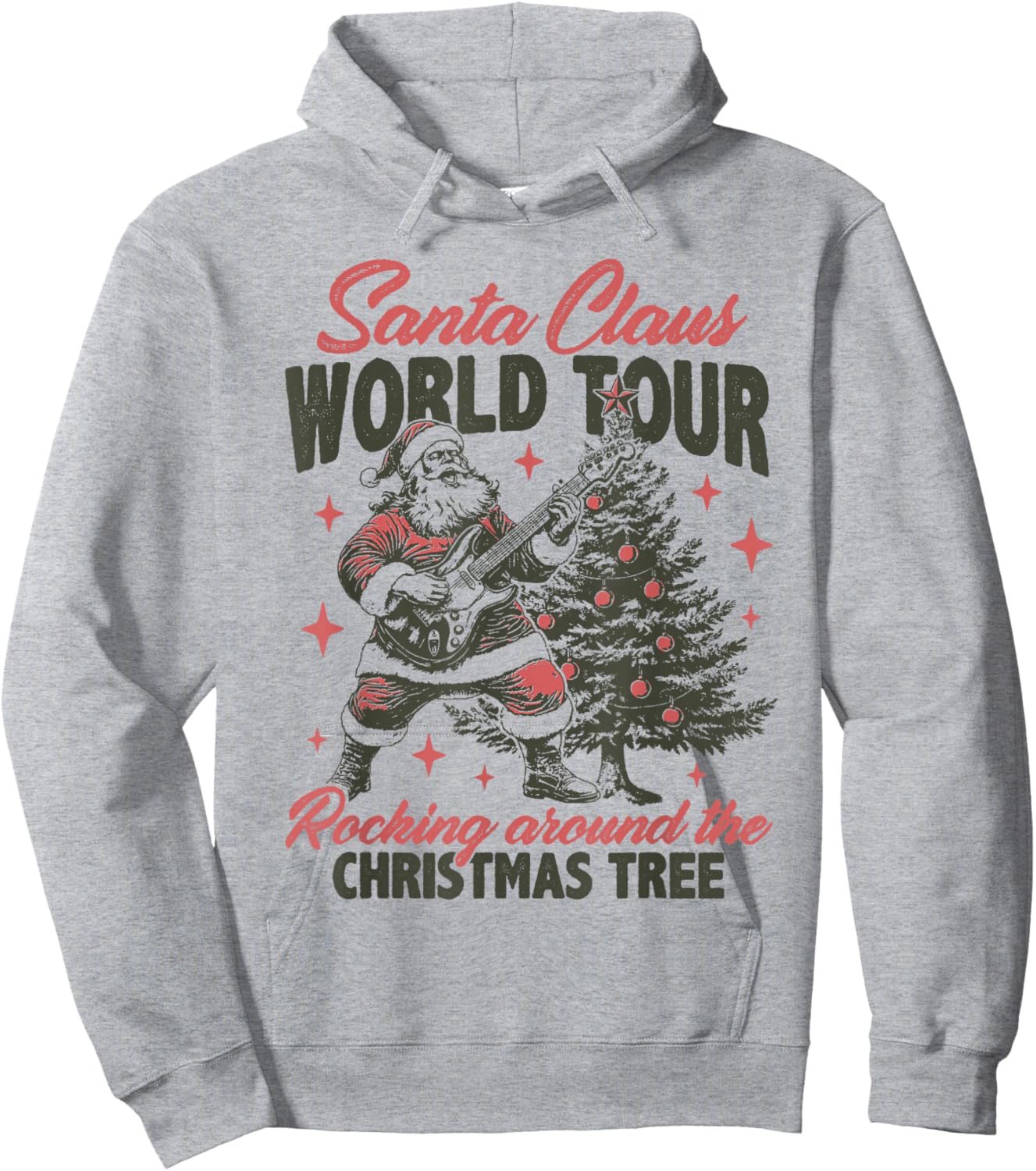 Santa Claus World Tour Rocking Around The Christmas Tree Hoodie - Hoodie | Ash