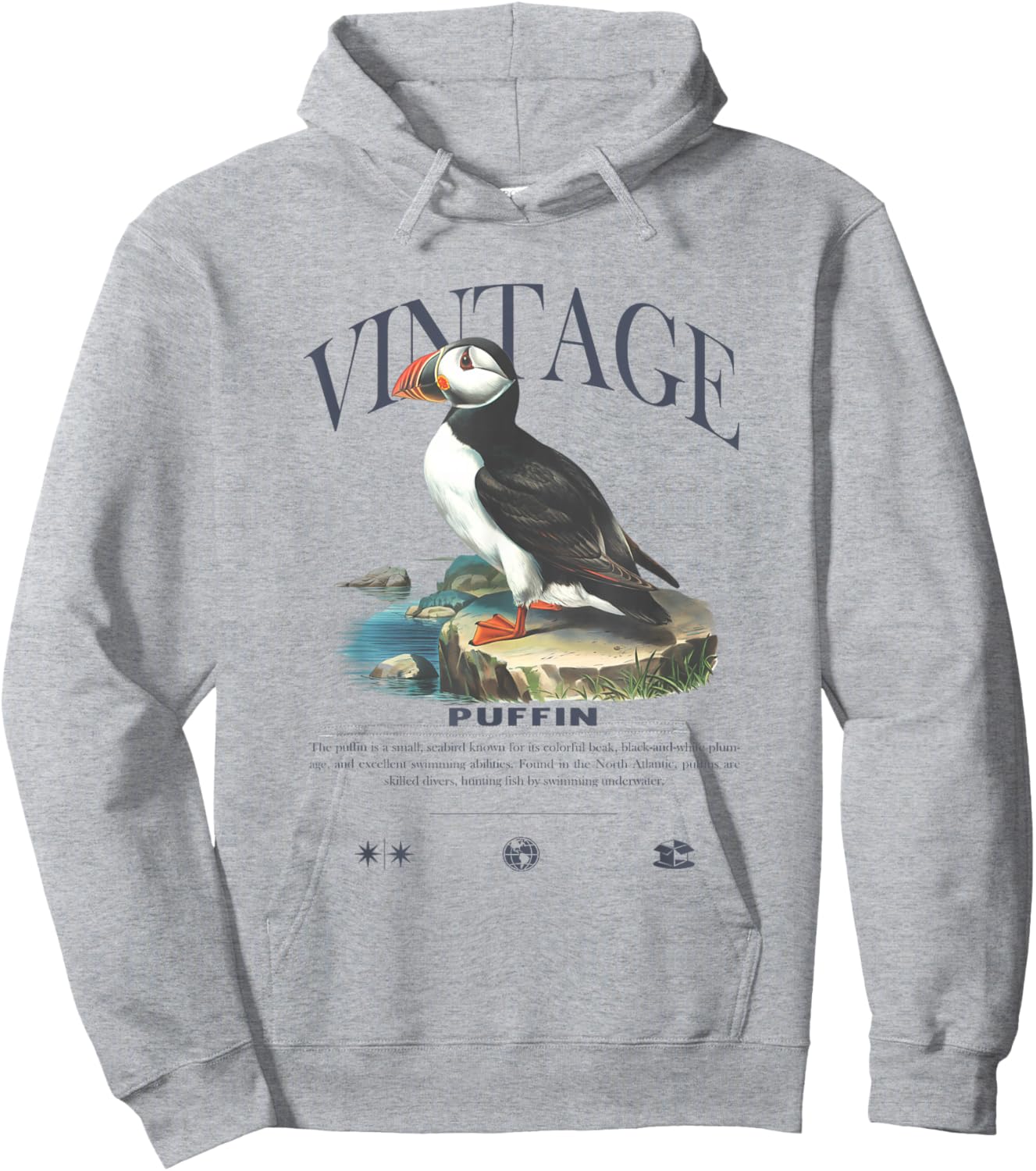 Puffin Vintage Hoodie - Hoodie | Ash