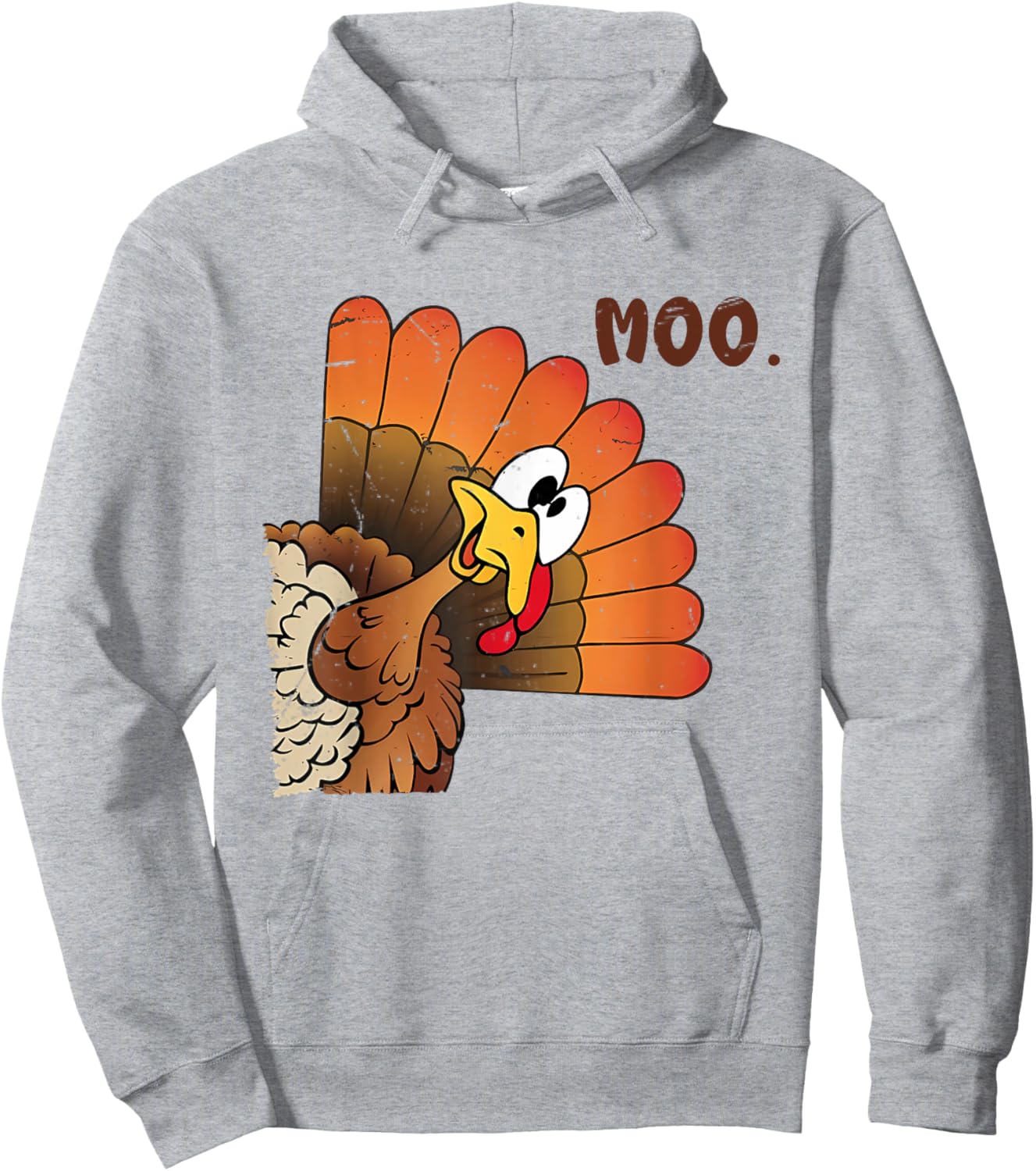 Funny Thanksgiving Cute Turkey Moo I'm A Cow Men Women Kids Hoodie - Hoodie | Ash