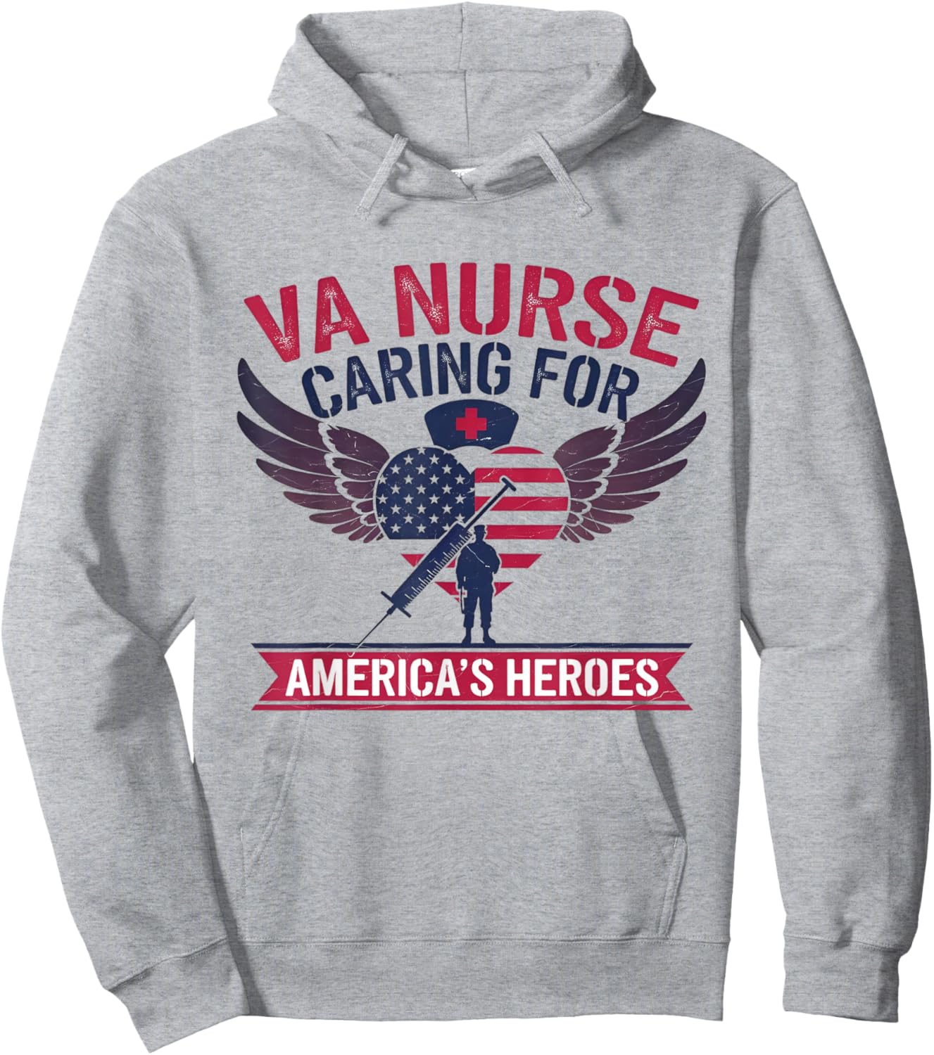 VA Nurse Caring For America's Heroes Hoodie - Hoodie | Ash