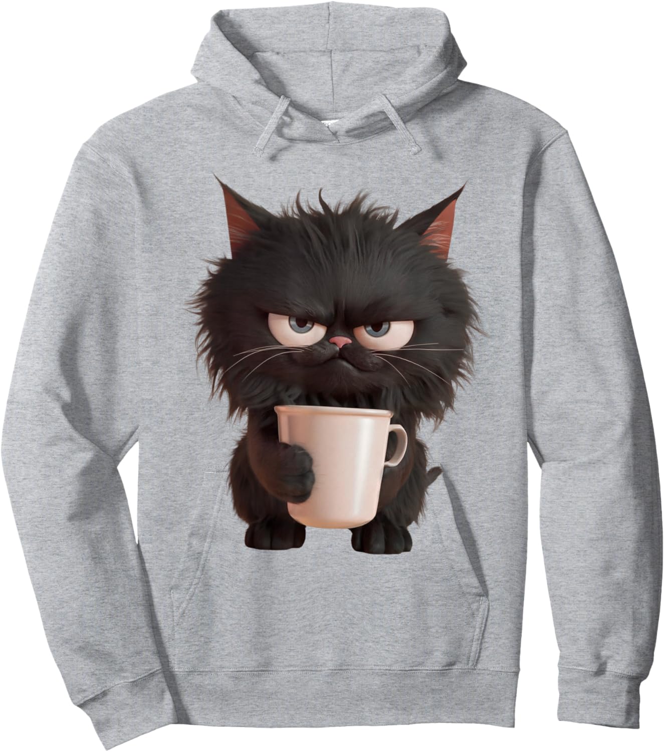Grumpy Coffee Cat Mom and Dad Morning Coffe with Cats Hoodie - Hoodie | Ash