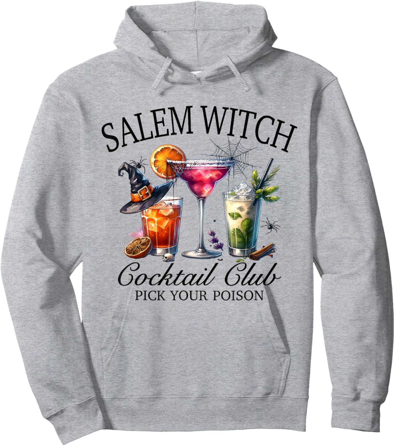 Salem Witch Cocktail Funny Club Pick Your Halloween Poison Hoodie - Hoodie | Ash
