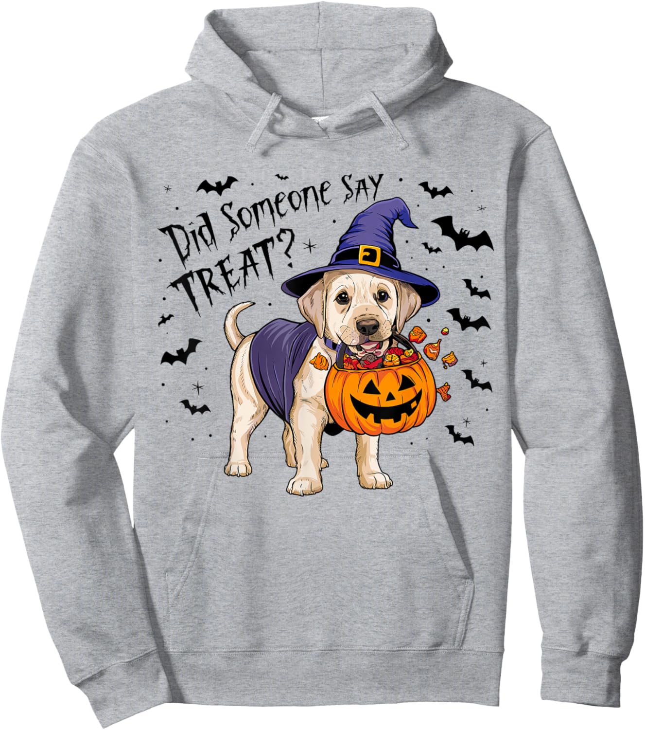 Did Someone Say Treat? Halloween Treat Labrador Witch Puppy Hoodie - Hoodie | Ash
