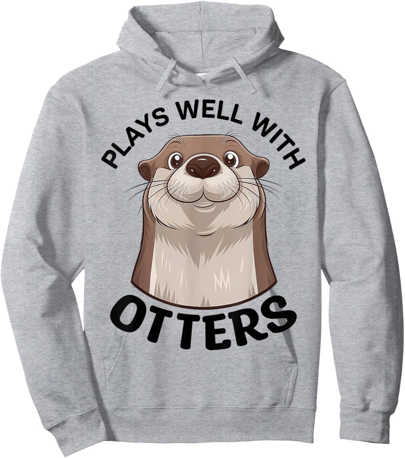 Plays Well With Otters Cute Animal Sea Otter Pun Hoodie - Hoodie | Ash