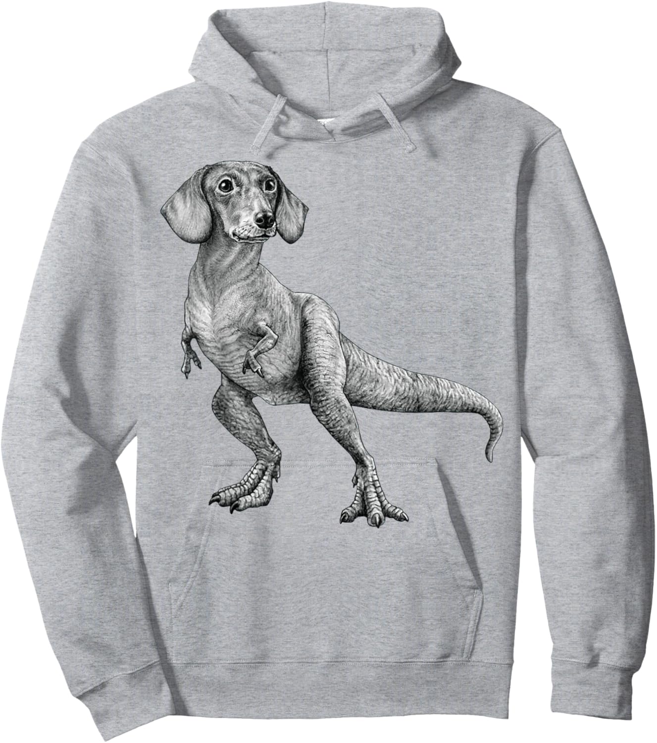Dachshund Dinosaur T rex Hoodie - Hoodie | Ash