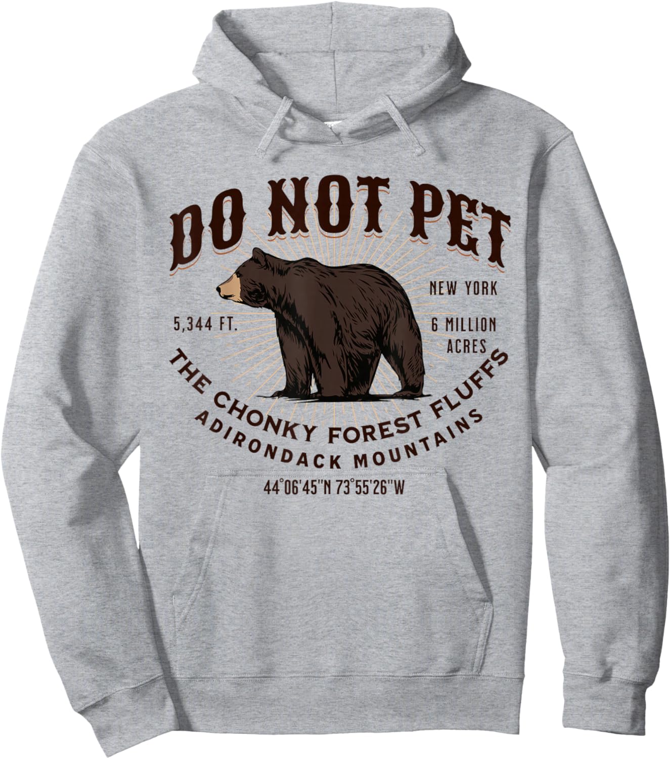 Adirondack Mountains New York Black Bear Funny Souvenir Hoodie - Hoodie | Ash
