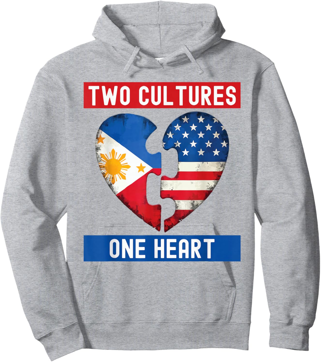 Half Filipino Half American USA Flag Filipino American Hoodie - Hoodie | Ash