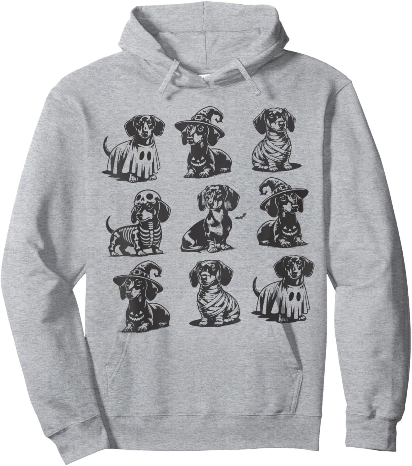 Retro Dachshund Witch Dog Spooky Season Halloween Funny Hoodie - Hoodie | Ash
