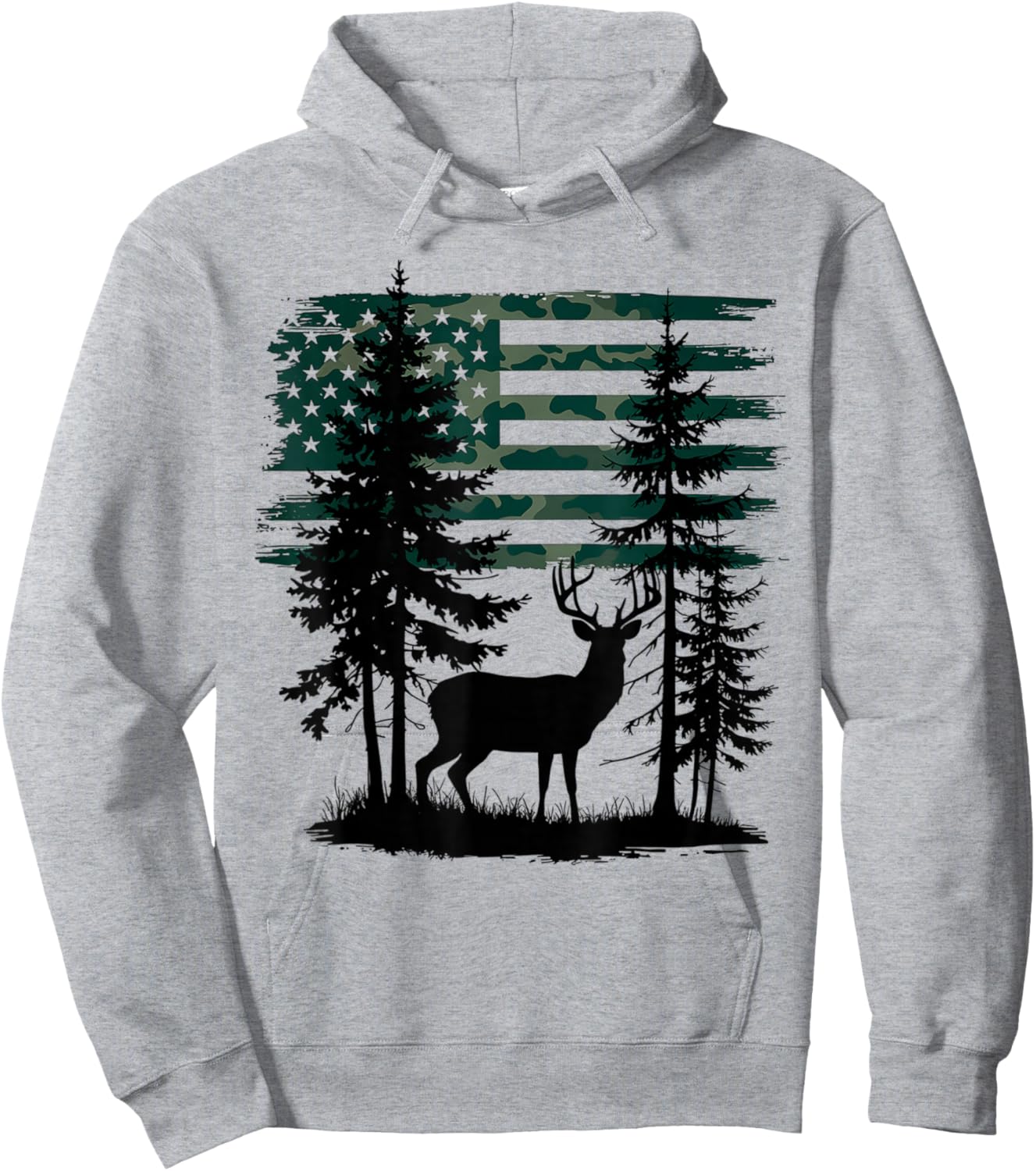 Men Kids Boys Hunting Shirt Deer Hunters Toddler Camo Flag Hoodie - Hoodie | Ash
