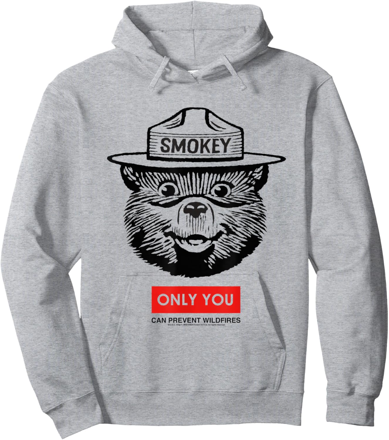 Smokey Bear Only You Can Prevent Forest Fires Minimal Face Hoodie - Hoodie | Ash