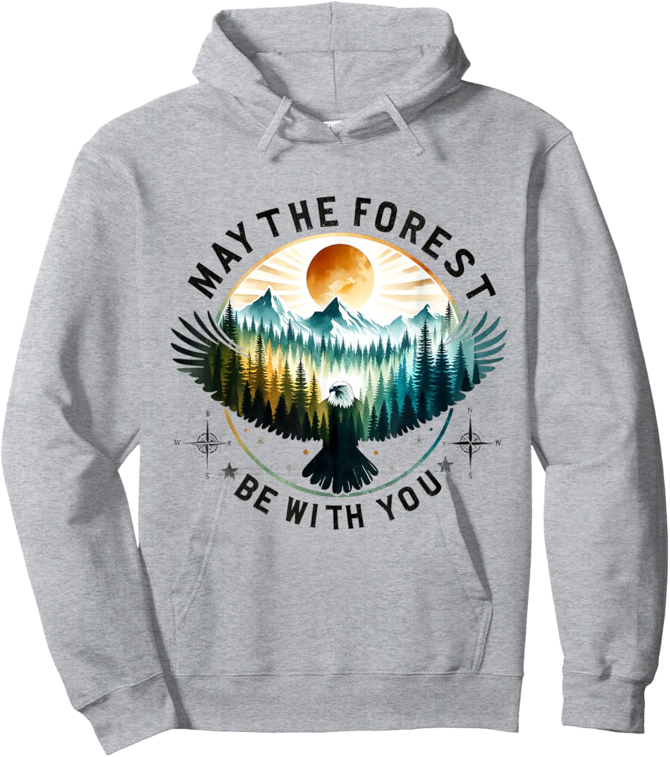 May The Forest Be With You Flying Eagle Sky Forest Hoodie - Hoodie | Ash