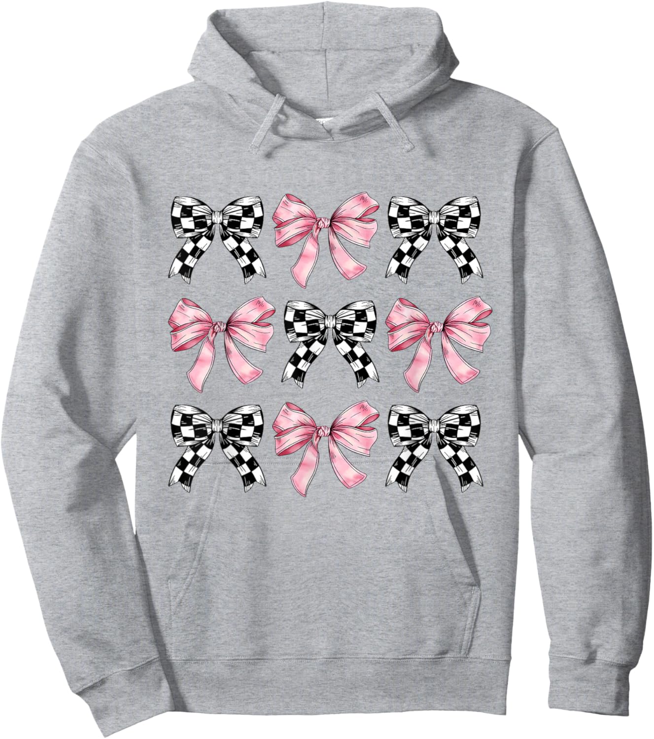 Checkered Pink Bows and Girls Cute Clean Girl Hoodie - Hoodie | Ash