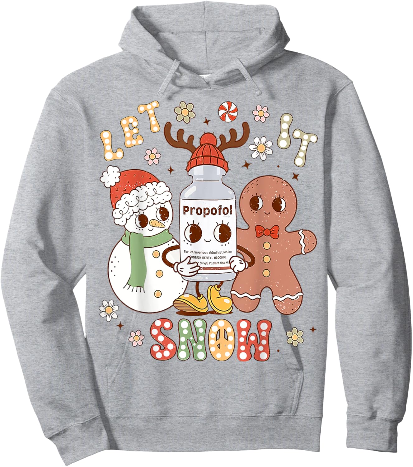 Christmas ICU Nurse, Let It Xmas Snow Propofol Christmas Hoodie - Hoodie | Ash