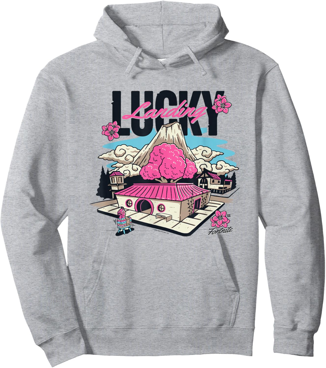 Fortnite Lucky Landing Pink Island Big Chest Poster Hoodie - Hoodie | Ash