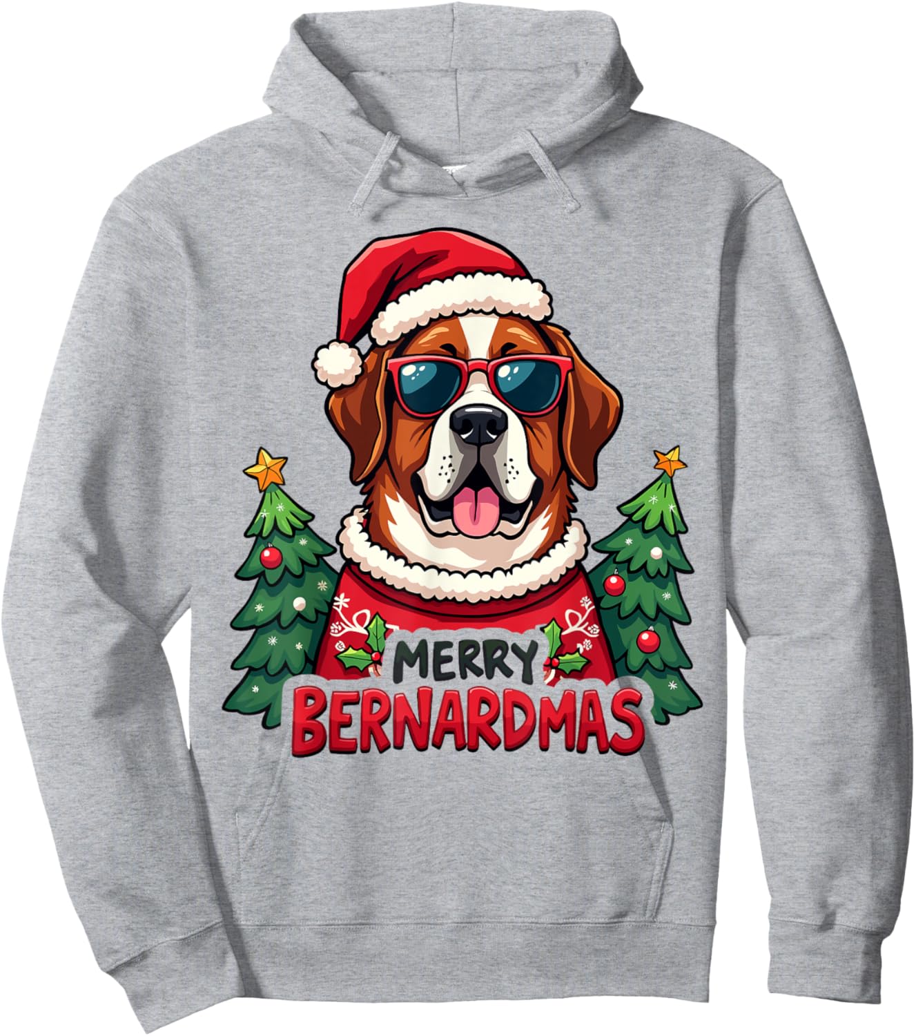 Merry Bernardmas Cute Saint Bernard Christmas Holiday Hoodie - Hoodie | Ash