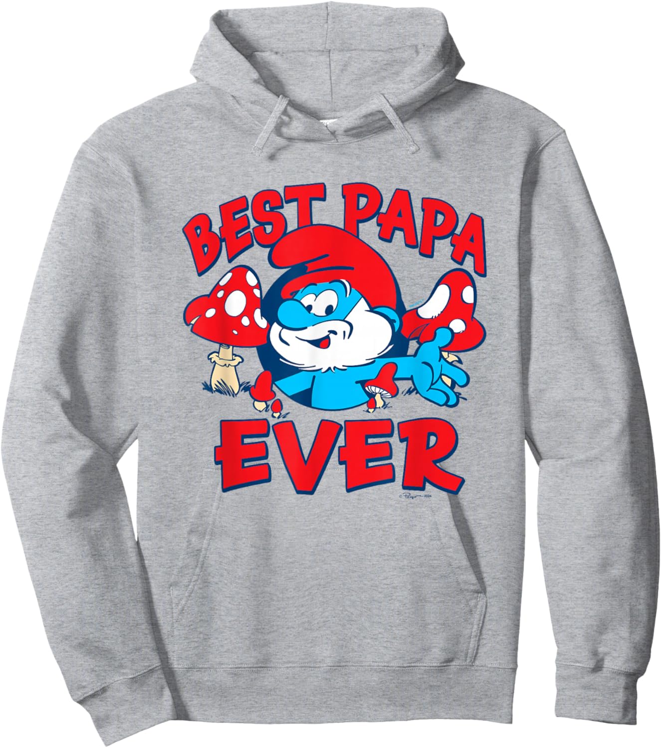 The Smurfs Father's Day Best Papa Ever Papa Smurf Hoodie - Hoodie | Ash