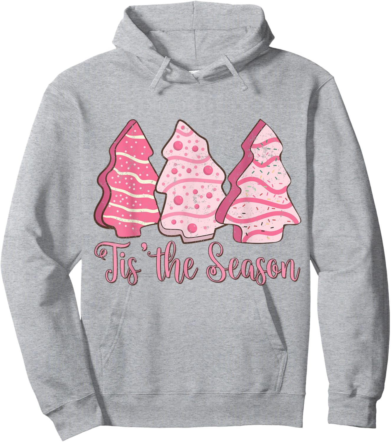Tis The Season Funny Christmas Lights Tree Pink Cakes Debbie Hoodie - Hoodie | Ash