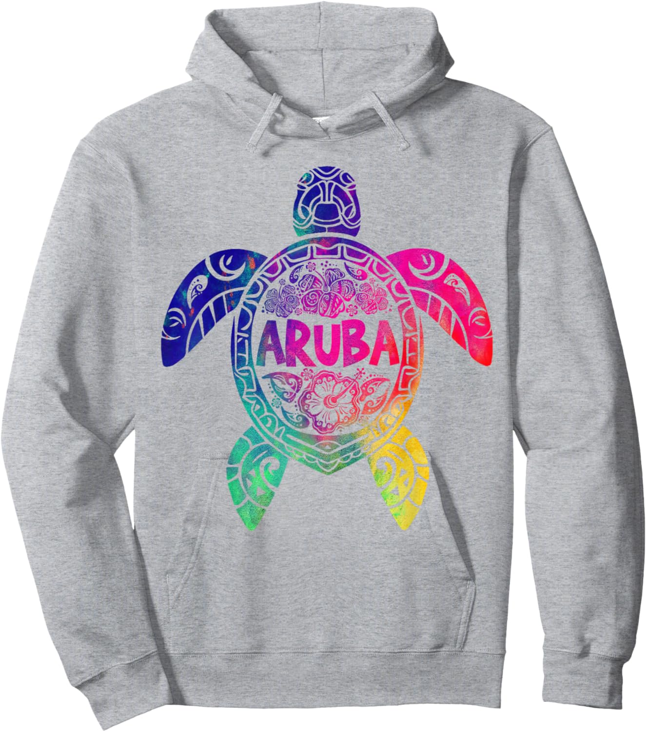 Tribal Aruba Tie Dye Sea Turtle Aruba Beach Vacation Hoodie - Hoodie | Ash