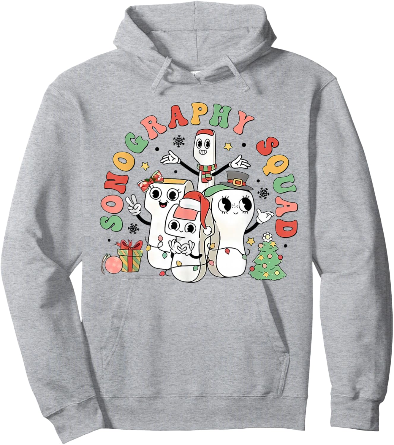 Sonography Squad Ultrasound Awareness Month Christmas Hoodie - Hoodie | Ash