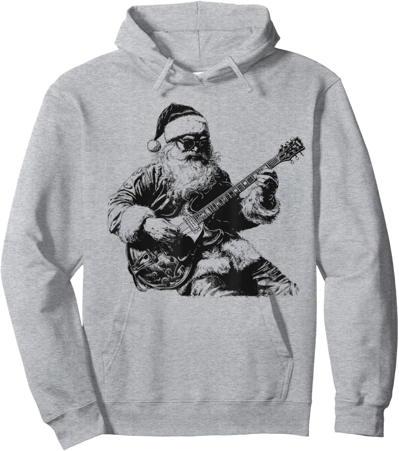 Christmas Rock Santa Rock and Roll Guitar Lover Hoodie - Hoodie | Ash