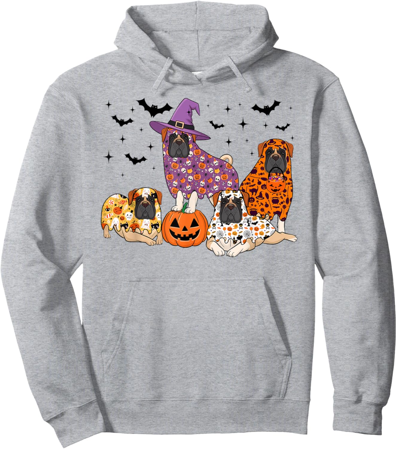 Funny Halloween Ghost English Mastiff Boo Costume Spooky Dog Hoodie - Hoodie | Ash