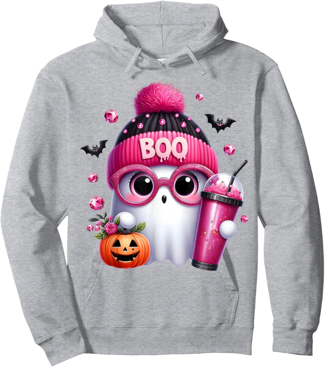 Cute Pink Ghost Boo Halloween Costume for Girl Kids Toddler Hoodie - Hoodie | Ash