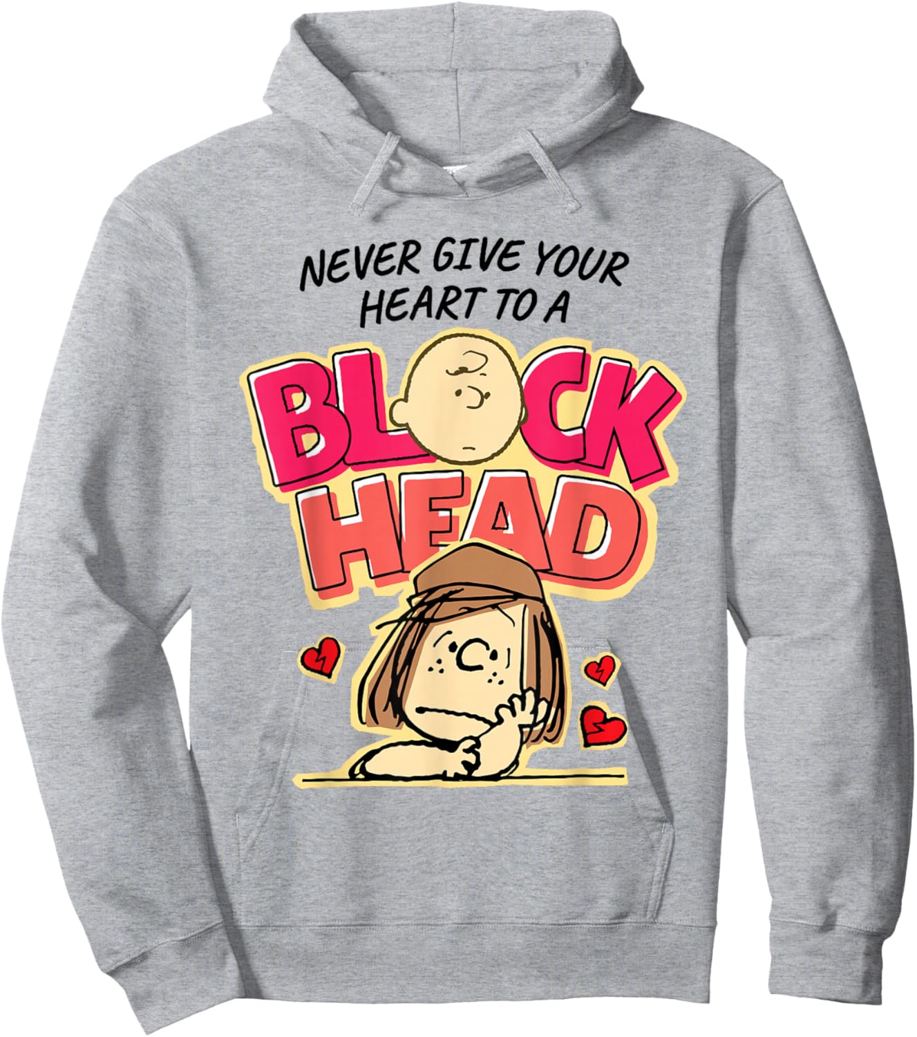Peanuts Peppermint Patty Block Head Valentines Day Hoodie - Hoodie | Ash