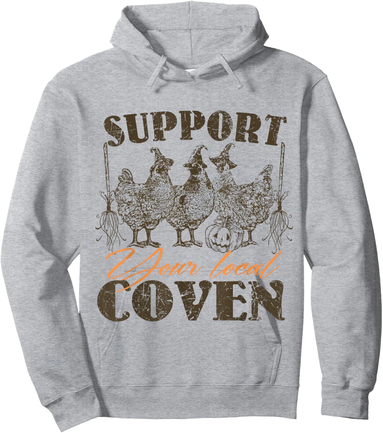 Support Your Local Coven Halloween Chicken Witch Farm Lover Hoodie - Hoodie | Ash