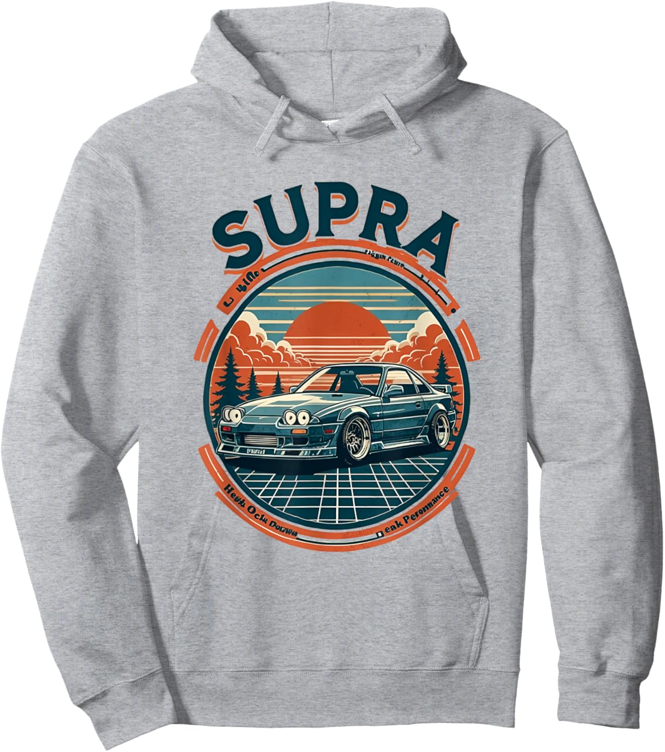 Retro 90s Supra Street Racing Drift Car Hoodie - Hoodie | Ash