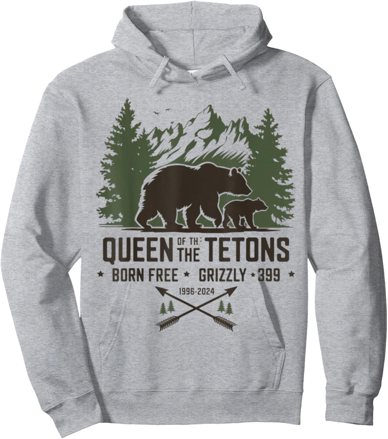 Grizzly 399 Queen Of The Tetons A National Park Bear Lovers Hoodie - Hoodie | Ash