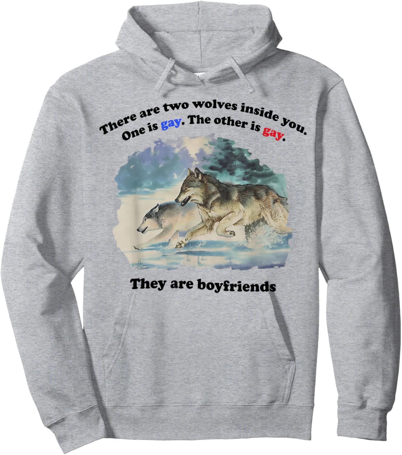 There are Two Wolves Inside You Both are Gay Pride Meme T-Shirt - Hoodie | Ash