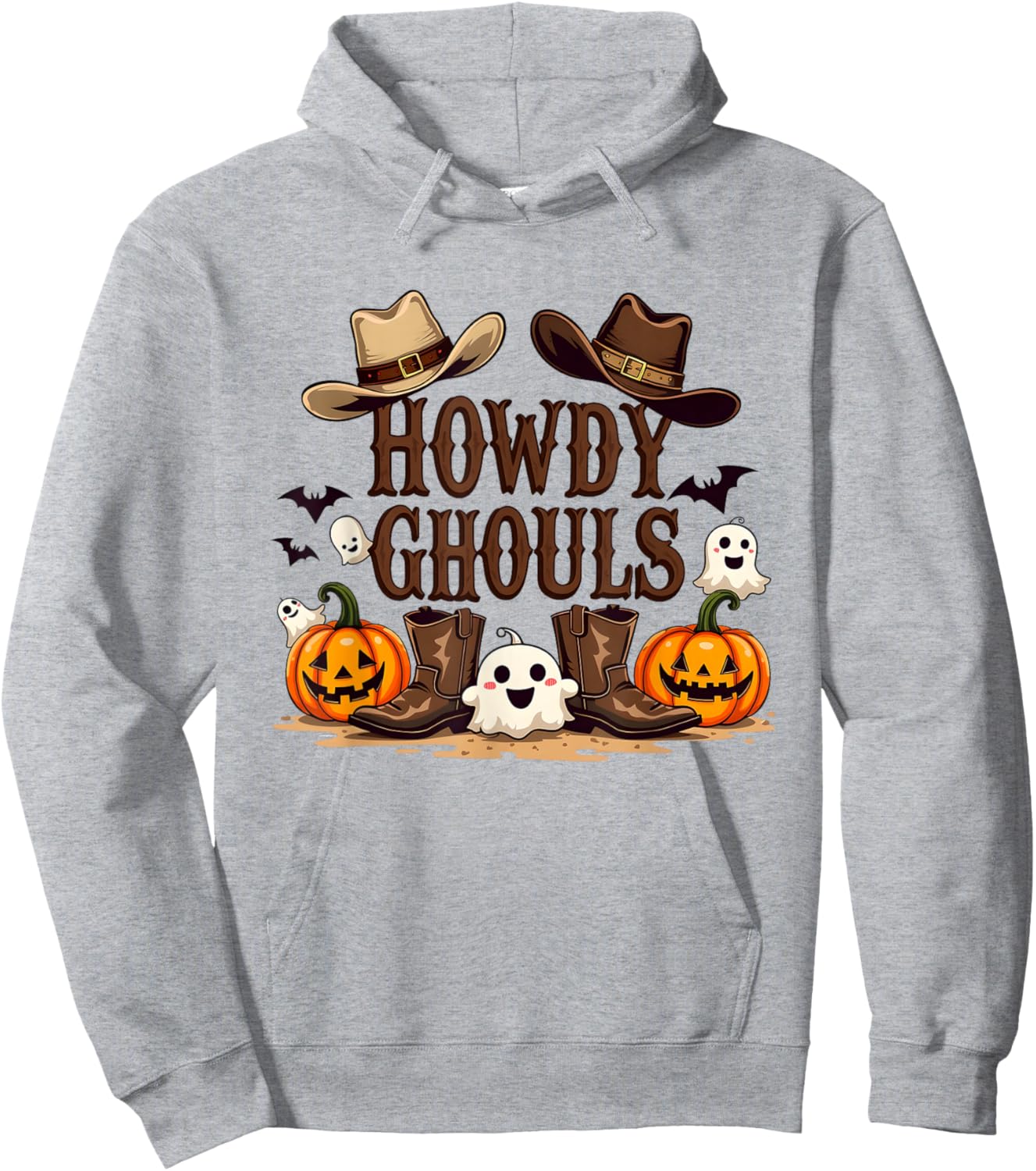 Howdy Ghouls Party Decorations Halloween Cowboy Cowgirl Hoodie - Hoodie | Ash