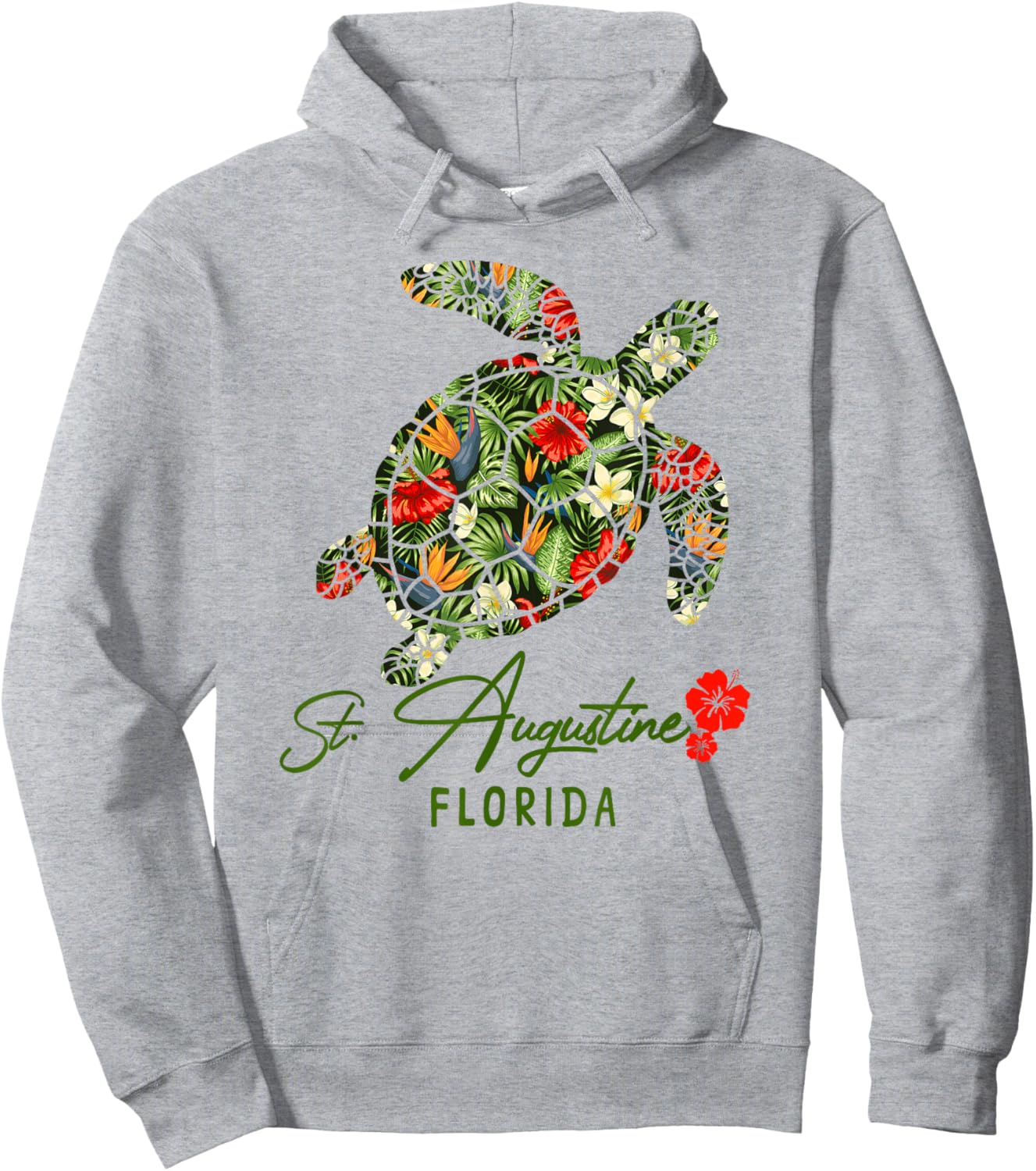 St. Augustine Tropical Sea Turtle Florida Hoodie - Hoodie | Ash